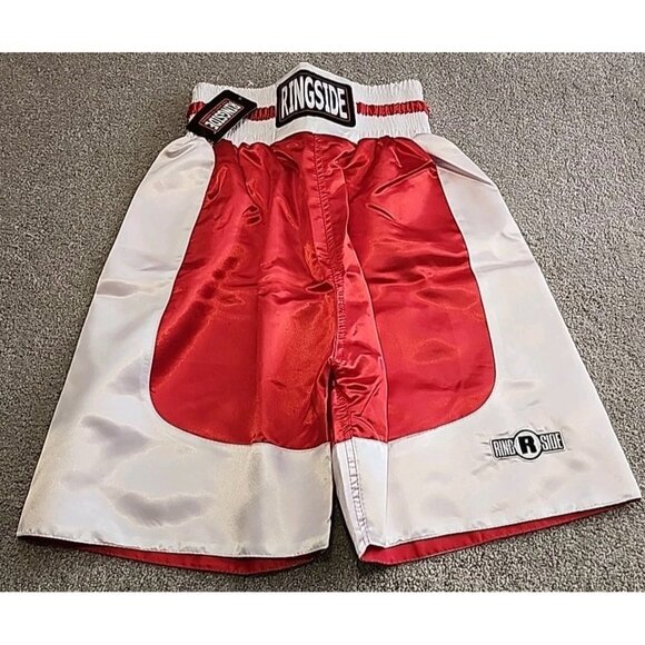 Ringside Youth L YL Satin Boxing Shorts  Red White Sport Training Athletic - Picture 1 of 8